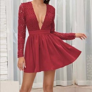 Sale Plunging neckline Red Sweetheart Dress